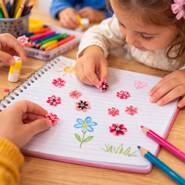 BUBU 3D KEÇE STICKER PEMBELİ ÇİÇEKLER